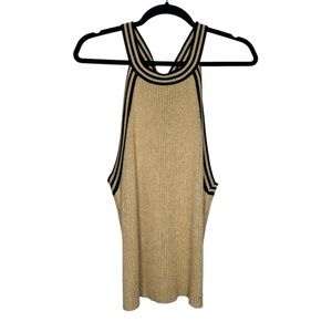 St. John sport rib knit sleeveless key crossover back top blouse cocktail luxury